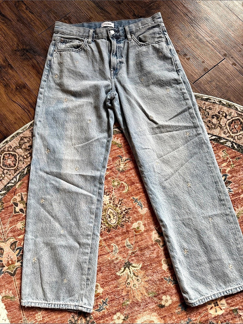 Pistola Lexi Mid-Rise Bowed Straight Jeans Stellar Vintage Size 28